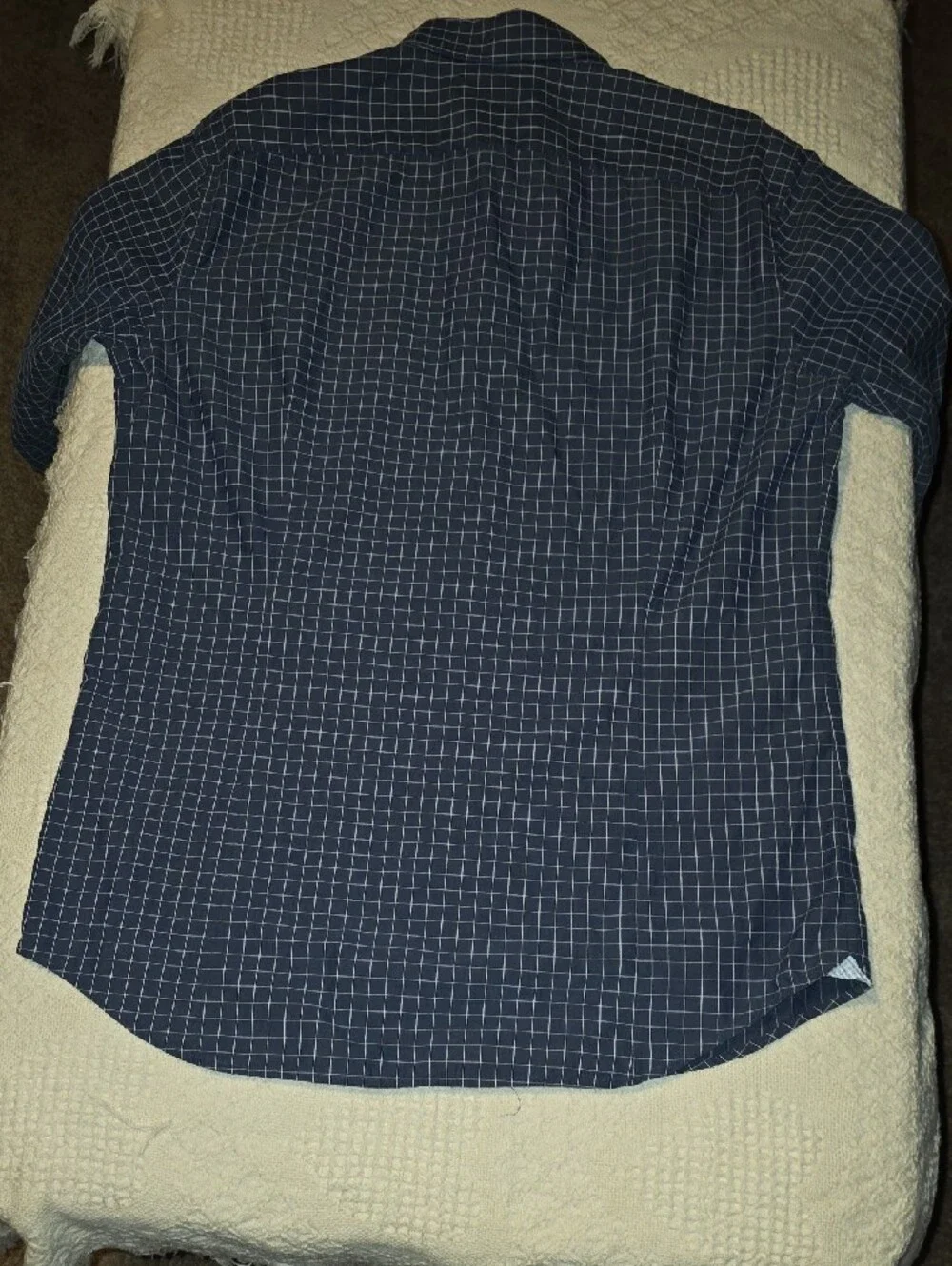 Banana Republic Grant Fit Blue Windowpane Button-Up Shirt, Large